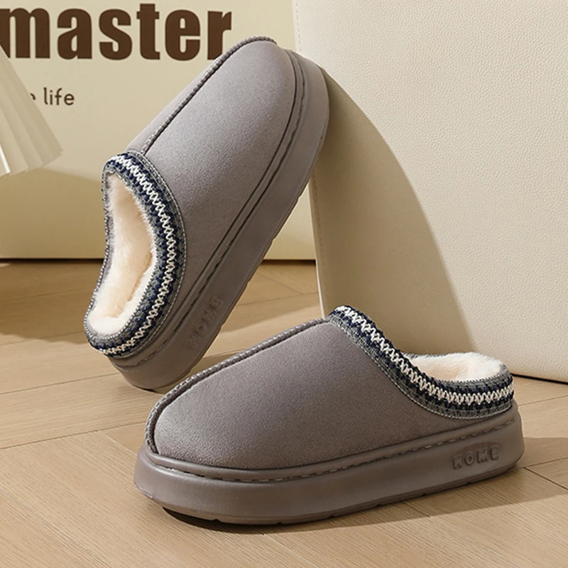 Soft Fluffy Platform Slippers for Women Comfortable Short Plush Warm Women's Home Slippers Non Slip Cotton Indoor Shoes Woman