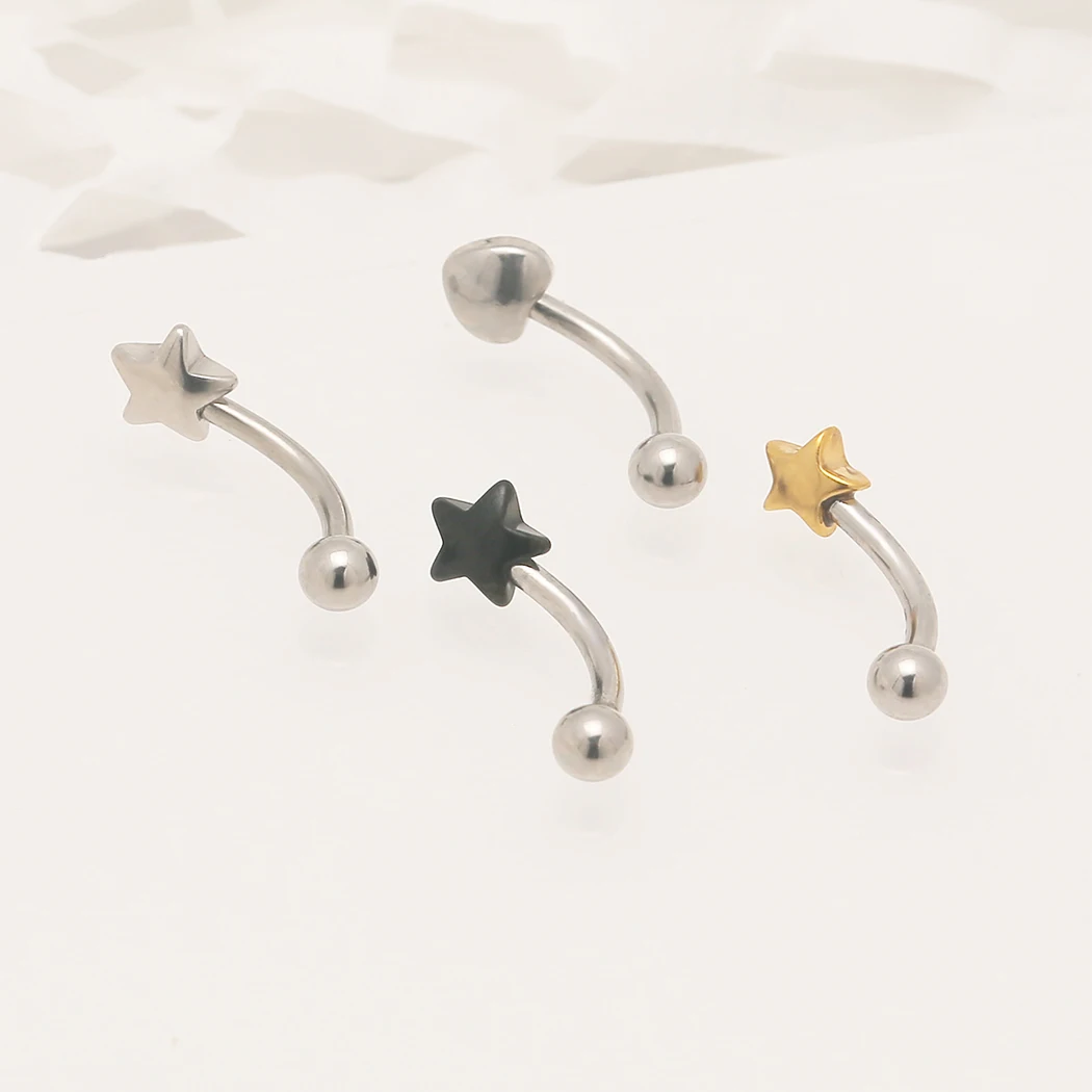 Eyebrow Ring Surgical Stainless Steel Star Heart Curved Barbell Eyebrow Piercing Body Jewelry piercing jewelry body piercing jewelry body jewelry