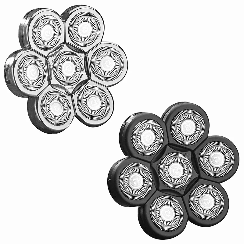 Remplacement pour rasoirs à tête 7 têtes de remplacement de cheveux de barbe pour rasoir pour tête pour hommes chauve Interf universel