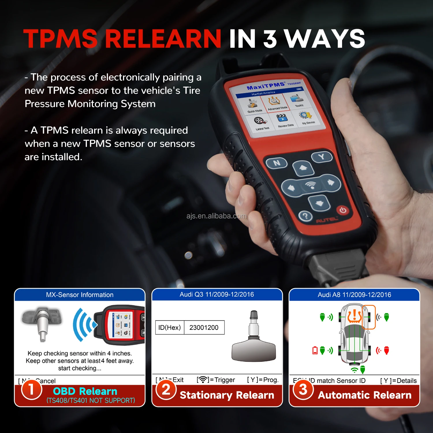 Autel TS508WF TPMS Diagnostic + Service Tool w/ 4 Sensors Bundle - All Tire  – All Tire Supply