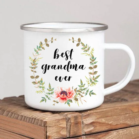 World's Best Grandma Enamel Coffee Mug – Thoughtful Gift for Grandmother on Mother's Day or Birthday
