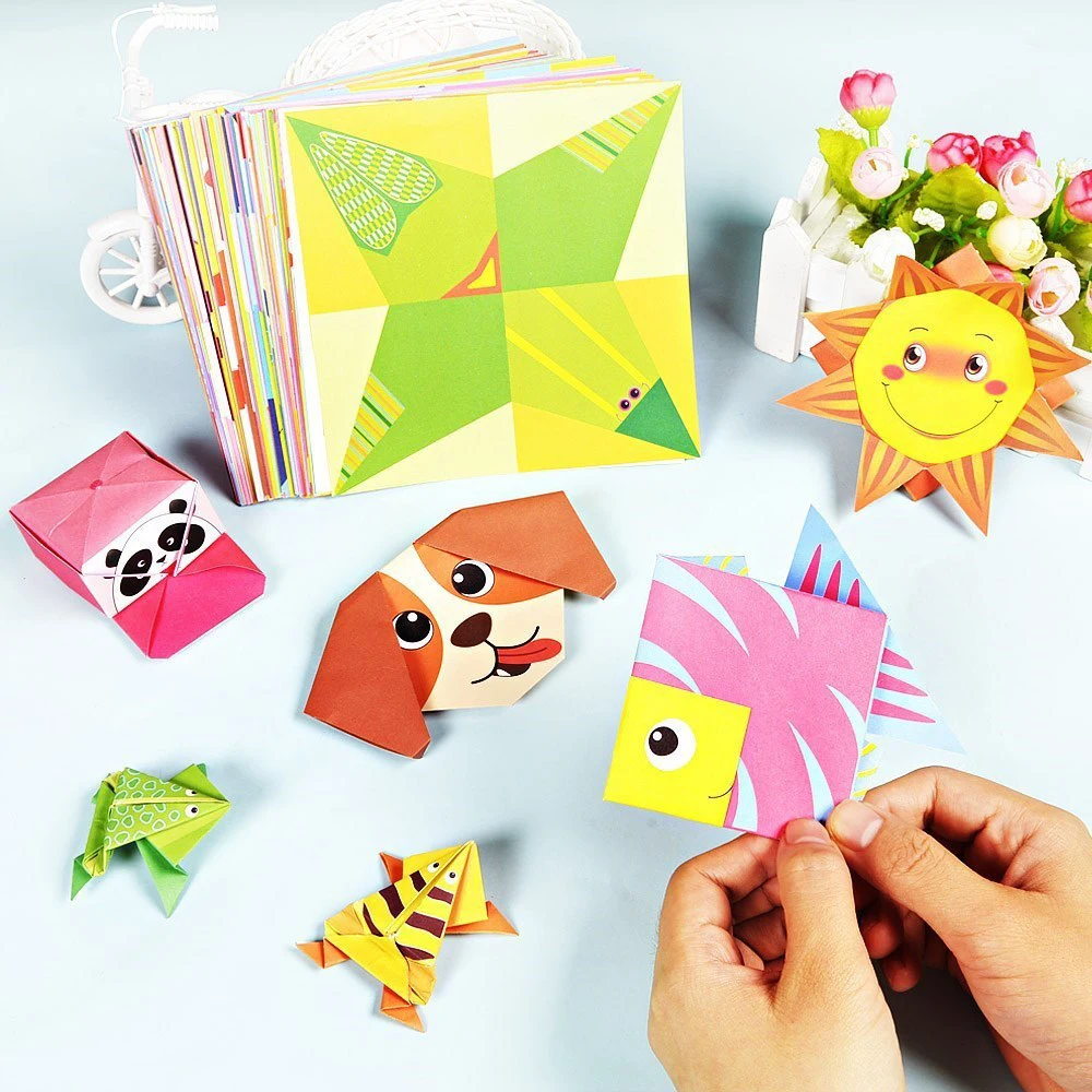 54Pages 3D Origami Paper DIY Kids Craft Toys Cartoon Animal Handcraft Paper Art Montessori Learning Educational Toy for Children