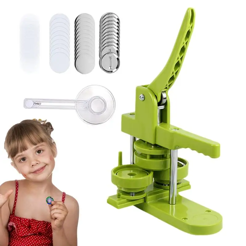 

Button Machine Manual Detachable Punch Machine Press Machine DIY Maker with 100pcs Button Parts for Pin Badge Button Corsages