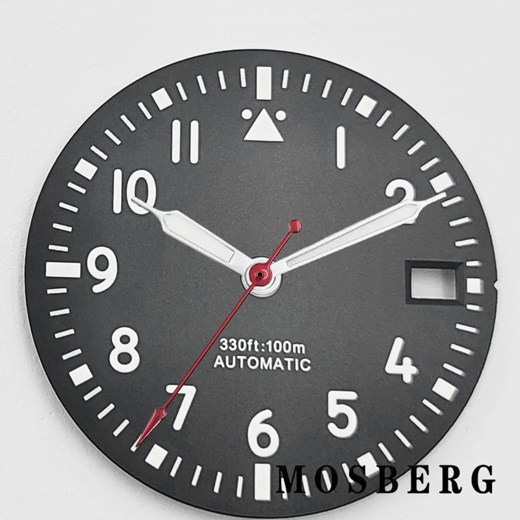 Premium 29mm Black/White Watch Dial with Hands
