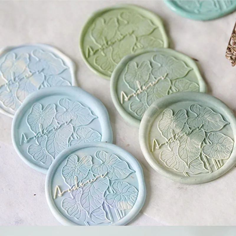 New 3cm Wax Seal Stamp Fire Lacquer Multi-Layer Carved Large Leaf Wax Seal Stamp Brass Head DIY Envelope Sealing Toy