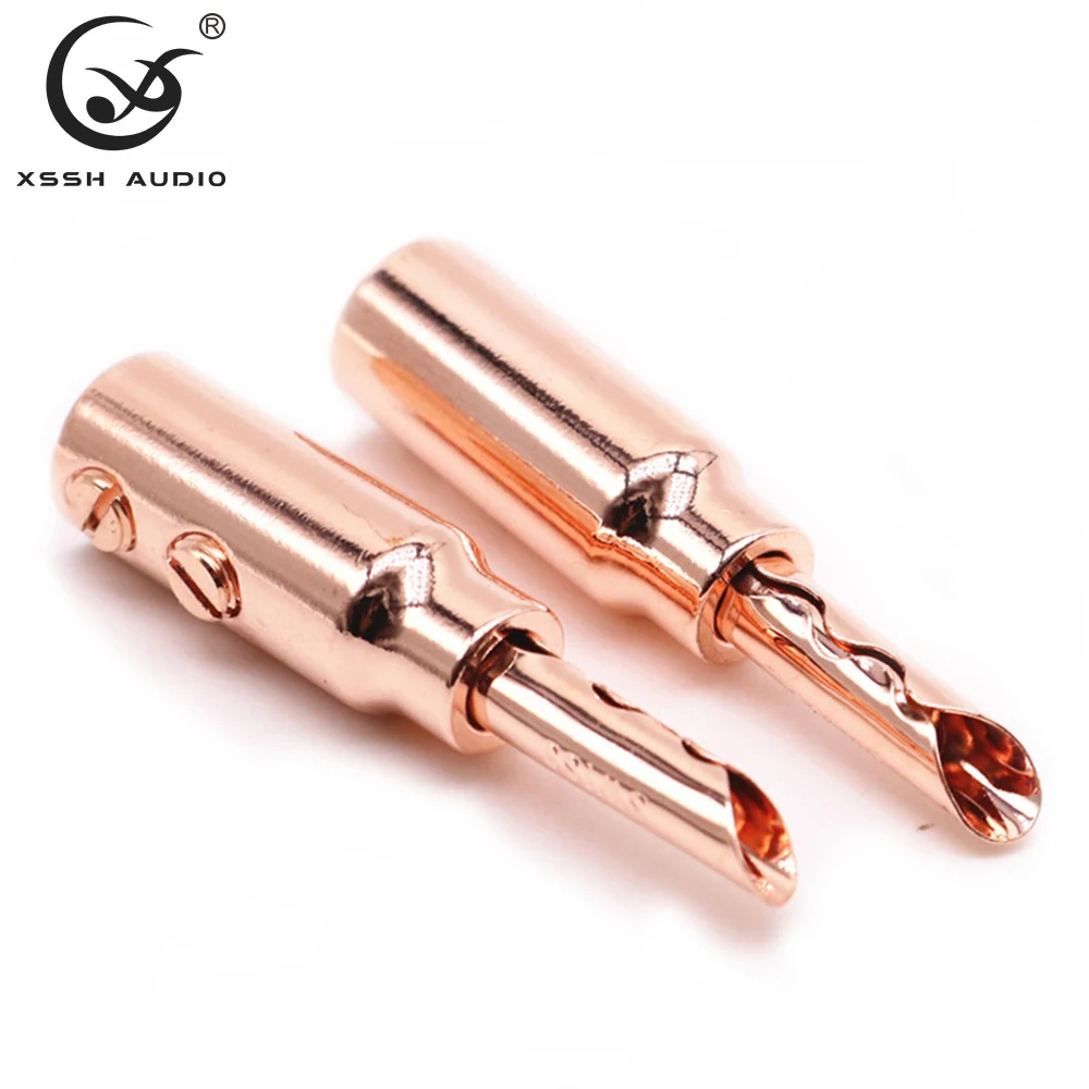 

Audio Video Plugs Jack XSSH YIVO OEM 8pcs Hi-end HiFi Red Pure Copper Plating Silver Banana Plug Connector for 3mm~6mm DIY Cable