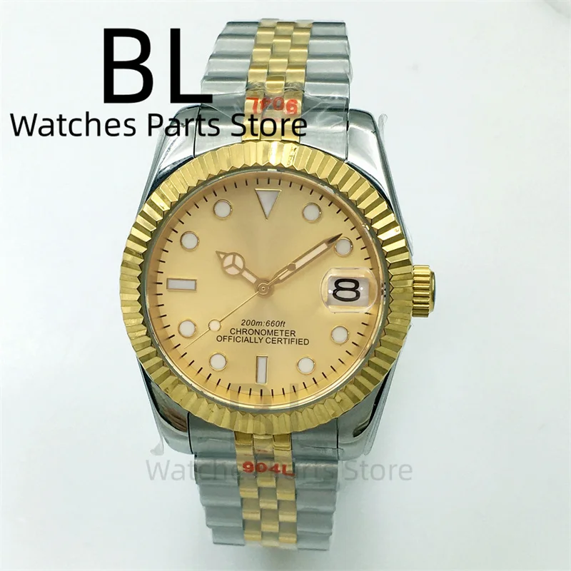 Men's Mechanical Watch 36mm/39mm Gold Case Gold Dial BGW9 Blue Luminous Polished Bezel Sapphire Glass NH35 Automatic Movement