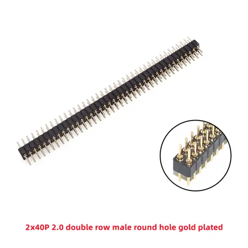 5 Pcs Round Hole Pin Header 2.0MM/2.54MM Pitch Row Female/Male, Single Row 1x40P Row 2x40P Double Row Pin Round Pin Gold Plated - Image 17