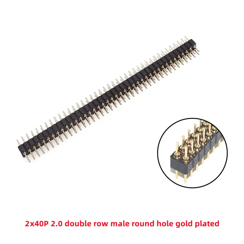 5 Pcs Round Hole Pin Header 2.0MM/2.54MM Pitch Row Female/Male, Single Row 1x40P Row 2x40P Double Row Pin Round Pin Gold Plated image 17