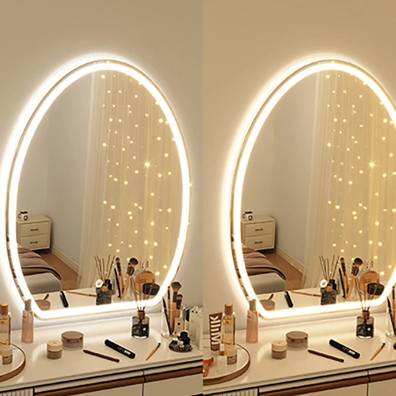 

Cute Compact Mirror With Light Living Room Decorative Mirrors Luxury Bedroom Espejo Grande Cuerpo Entero Home Decor Items