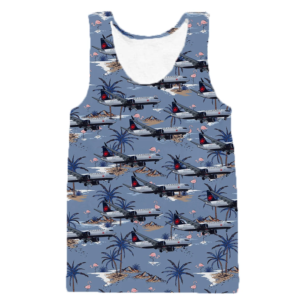 

3D full body printing men's vest airliner snow mountain forest summer Harajuku sleeveless T-shirt neutral casual polyester vest