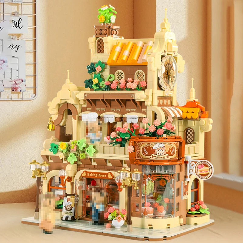 

Movie Game Modular Buildings MOC 881103 The Bear Cub Bakery with Light Model 1547PCS Building Blocks Brick Puzzle Toys Kids Gift