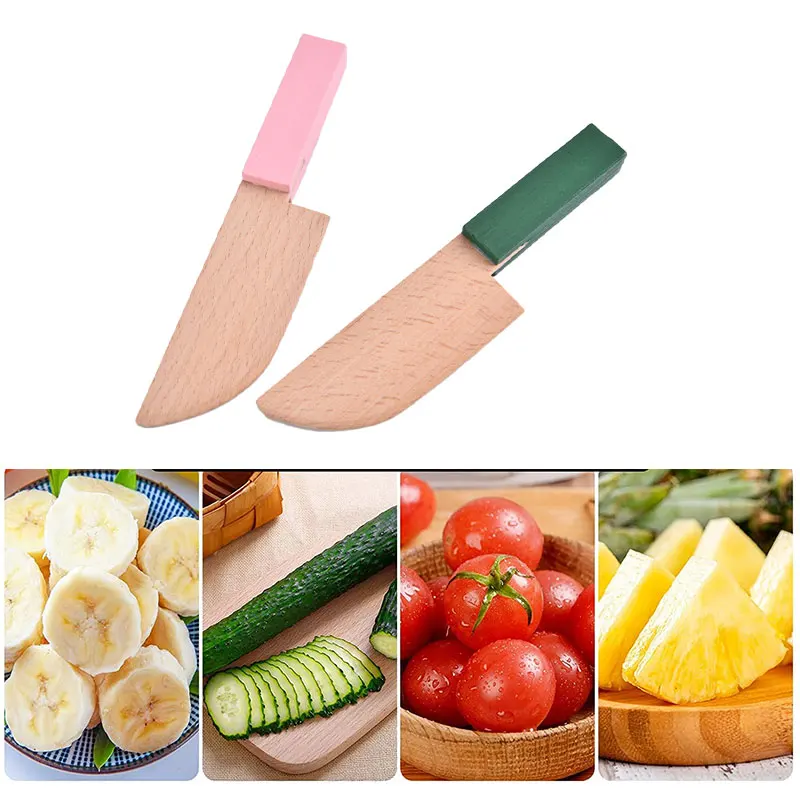 

Wooden Kids Knife Cooking Toys Safe Knives Cutting Fruit Vegetable Chopper Kitchen Toy Montessori Education Tools for Toddlers