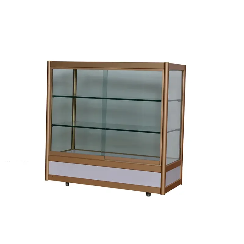 

Custom. hot selling glass jewelry display showcases cabinet for shopping mall with wheels