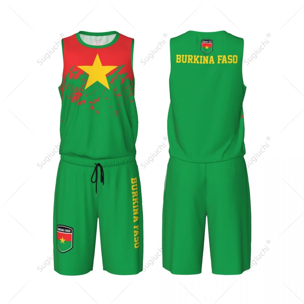 

Team-up Burkina Faso Flag Grain Men Basketball Jersey Set Shirt & Pants Sleeveless Custom Name Nunber Exclusive