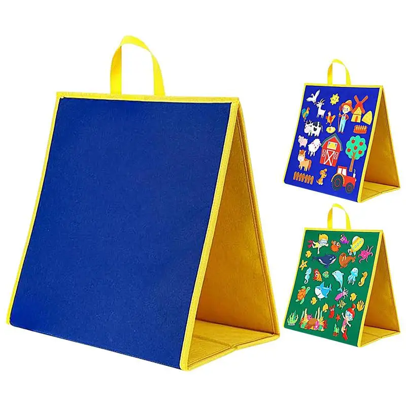 

Storytelling Board Double-Sided Teaching Board Freestanding Classroom Accessories Foldable Felt Story Board Montessori Toys