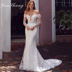 Yunshang Luxury Mermaid Wedding Dress 2024 Lace Off The Shoulder Sweetheart Open Back Bridal Gown Sweep Train Vestidos De Novia