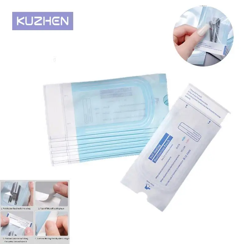 

100pcs Self-sealing Sterilization Pouches Bags 4 Size Disposable Nail Art Tattoo Sterilization Accessories Nail Tool Storage Bag