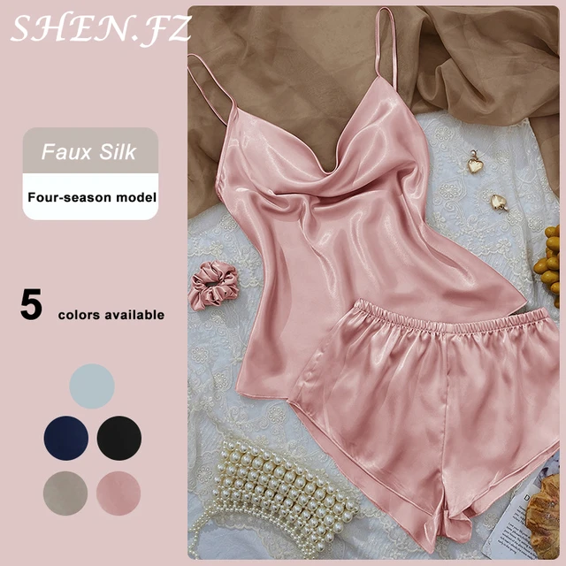 Hot Lace Underwear Nightdress Lingerie 2 Piece Women Sleepwear Pajamas  Women Pajama Sets Rose Gold M