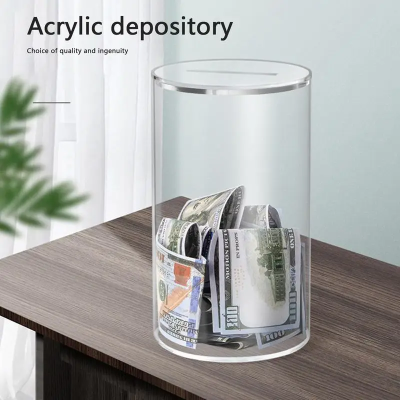 Piggy Bank for Adults Kids Acrylic Clear Piggy Bank Coin Bills Bank Money Saving Jar Unopenable Change Jar Money Bank Home Decor 2