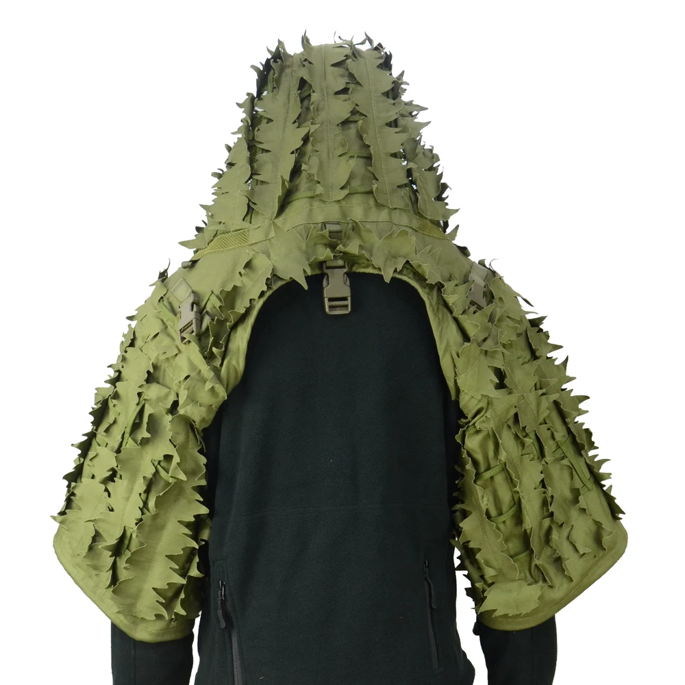 

ROCOTACTICAL 3D Leafy Sniper Ghillie Suit Foundation, Tactical Sniper Viper Hood with Laser-Cut 3D Leaves