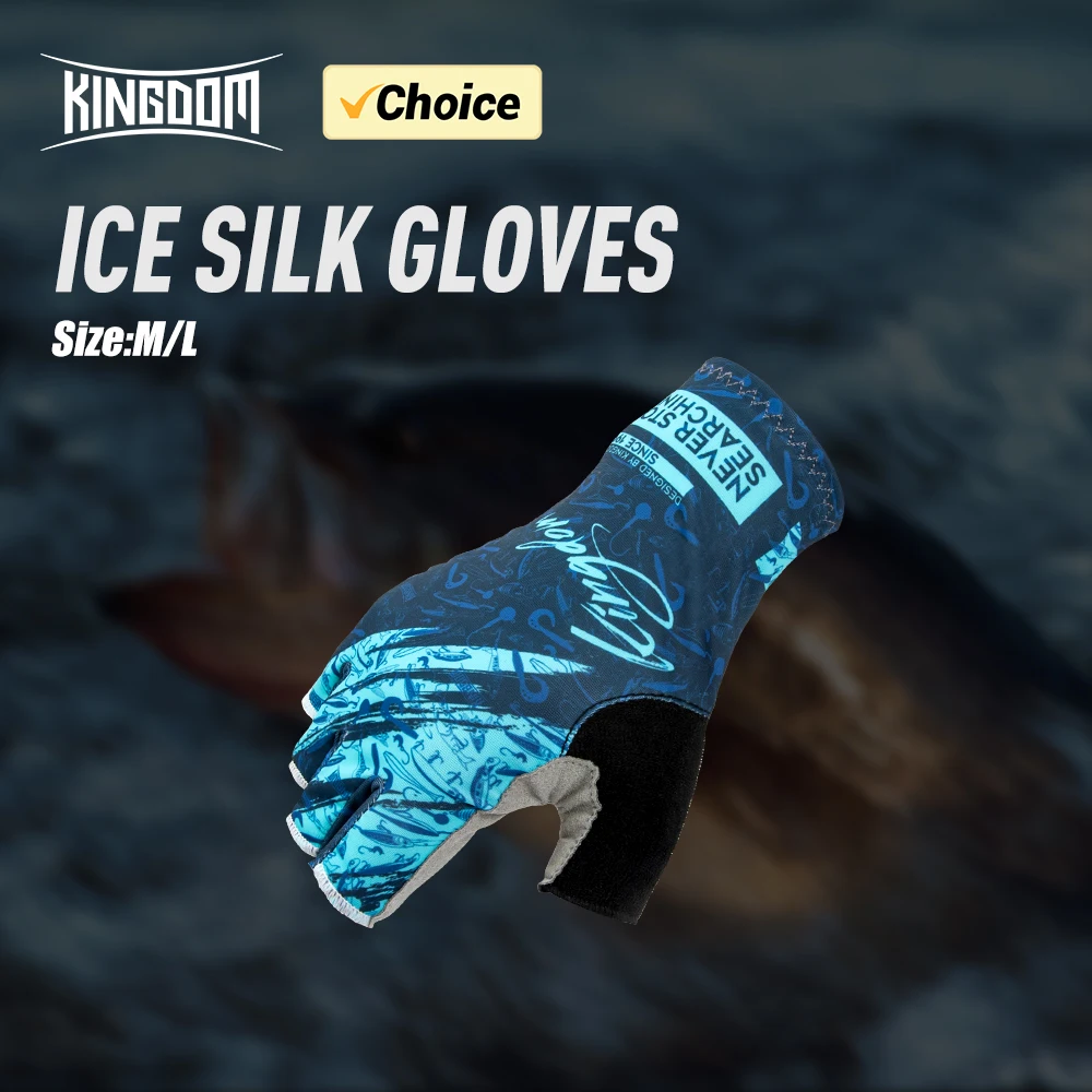 Kingdom Ice Silk Anti-slip Fishing Gloves Outdoor Sports Breathable Cycling Bike Bicycle Camping Hiking Fingerless Glove