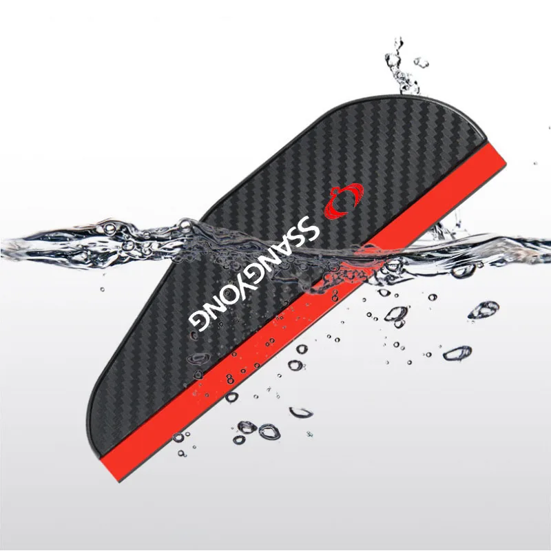 2pcs Car Rear View Mirror Rain Eyebrow Visor Carbon Fiber Rain Cover for SsangYong Rexton Actyon Sport Xlv Auto Accessories