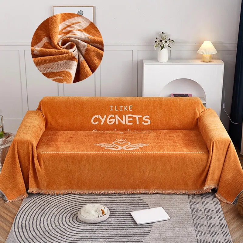 ThickenSoftSofaTowelBeautySwanCouchCoversforLivingRoomcapas