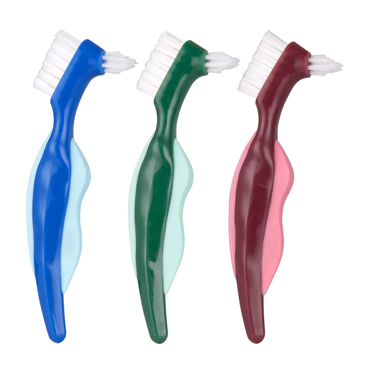 

3 Pcs Double Headed False Toothbrush Denture Toothbrushes Care Tool Fake Teeth Cleaner Cleaning