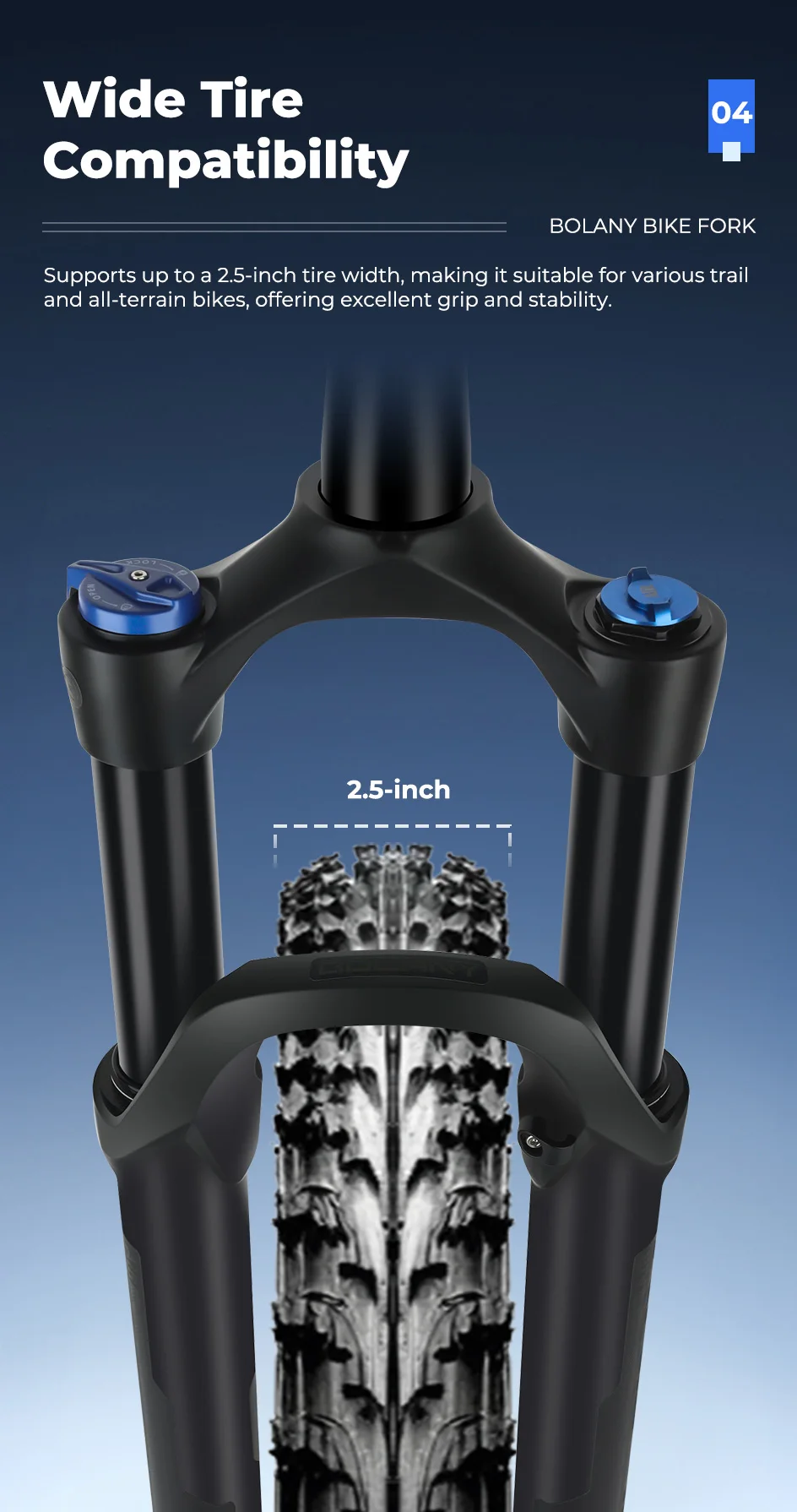 BOLANY BOOST Fahrrad-Luftgabel, 26/27,5/29 Zoll, MTB-Luftgabel, 15 x 110 mm, 34 mm Rohr, 15 x 100 mm Steckachse, Federgabel, 120/140 mm, Federweg – Detail 8