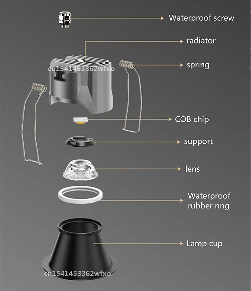 IP65 waterproof downlight LED spotlight Embedded COB ceiling light AC110V-220V bathroom kitchen balcony toilet lighting bulb