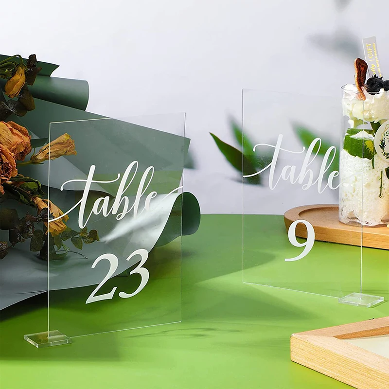 Acrylic Calligraphy Table Numbers With Wood Holder Wedding Event Party Sign Personalized Birtnday Gifts Wedding Gift