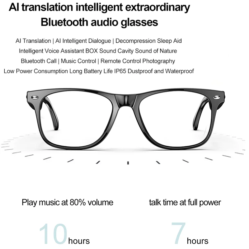 W100 Smart Glasses 134 Online Language AI Automatic Dialogue Translation Bluetooth Glasses with Speaker Sports UV Protection voice translator language translator