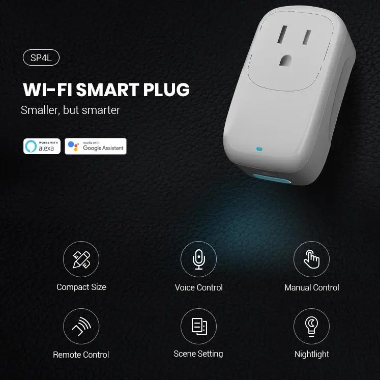 Broadlink Sp4L Us Smart Wi-Fi Plug, Presa Timer 15A Con Luce Notturna Dimmerabile, Funziona Con Alexa, Google Assistant, Ifttt