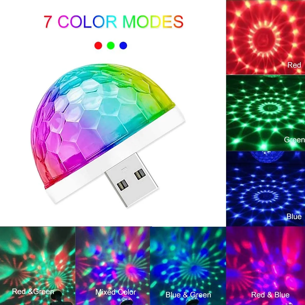 Dj Lighting Sound Party Auto USB Mini Disco Ball Lights RGB Multi Color Car Atmosphere Room Decorations Lamp Magic Strobe Light usb mini disco ball light usb car atmosphere light rgb dj lighting sound party ball lights room decorations lamp strobe light