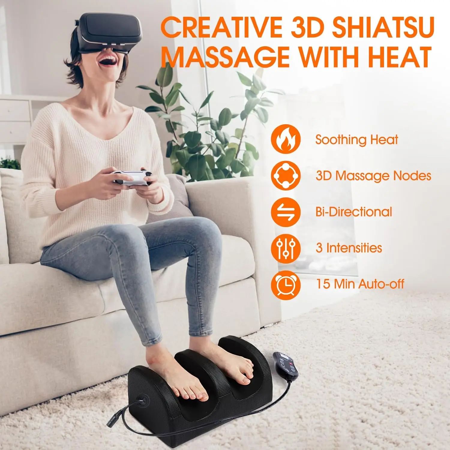 Electrically Heating Foot Massager Deep Kneading Compression Muscles Relax Home Office Use Winter Warmer Health Care Gift Unisex
