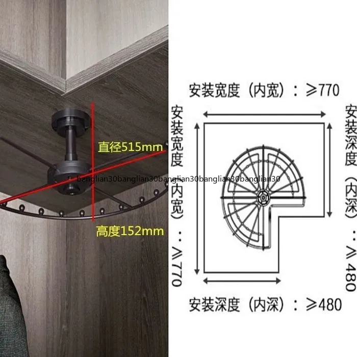가정용 옷장 회전 옷걸이, 360도 코너 회전 옷걸이