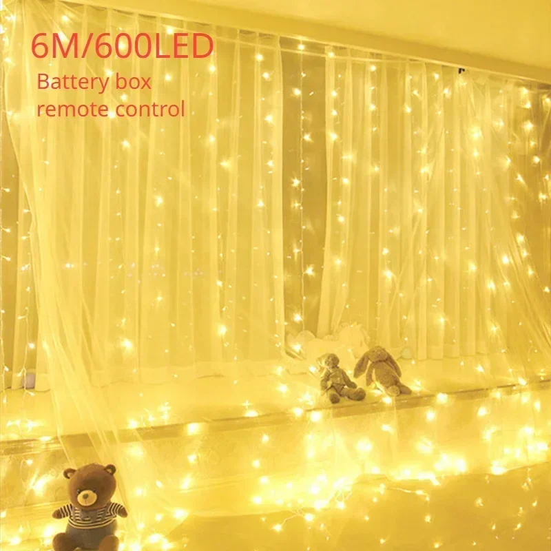 3m4m6mLEDCurtainGarlandFairyLightsFestoonwithRemoteNewYearGarlandChristmas