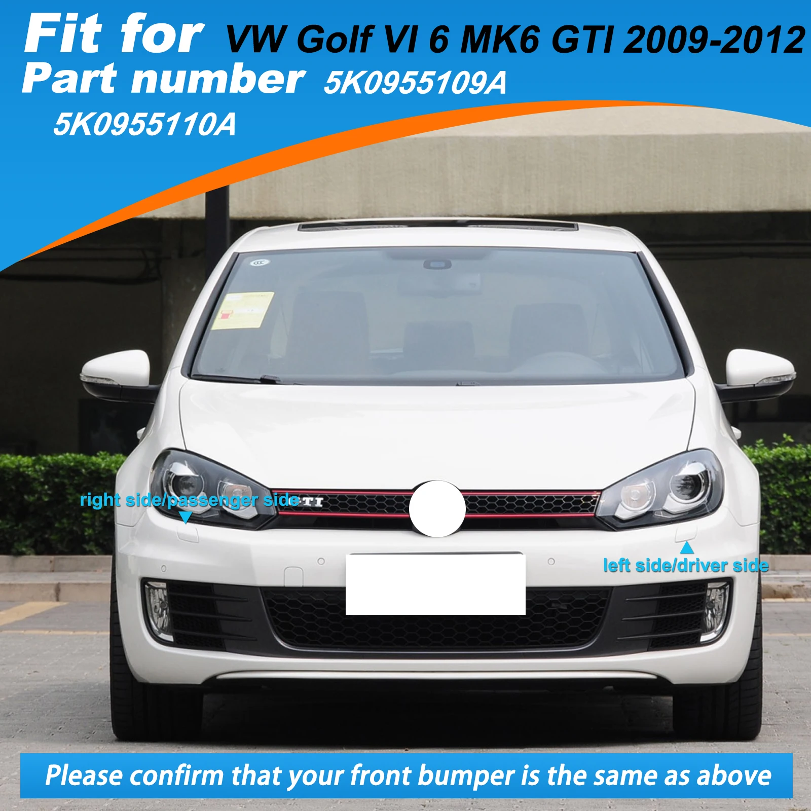 Front Bumper Headlight Washer Cover Cap For VW Golf VI