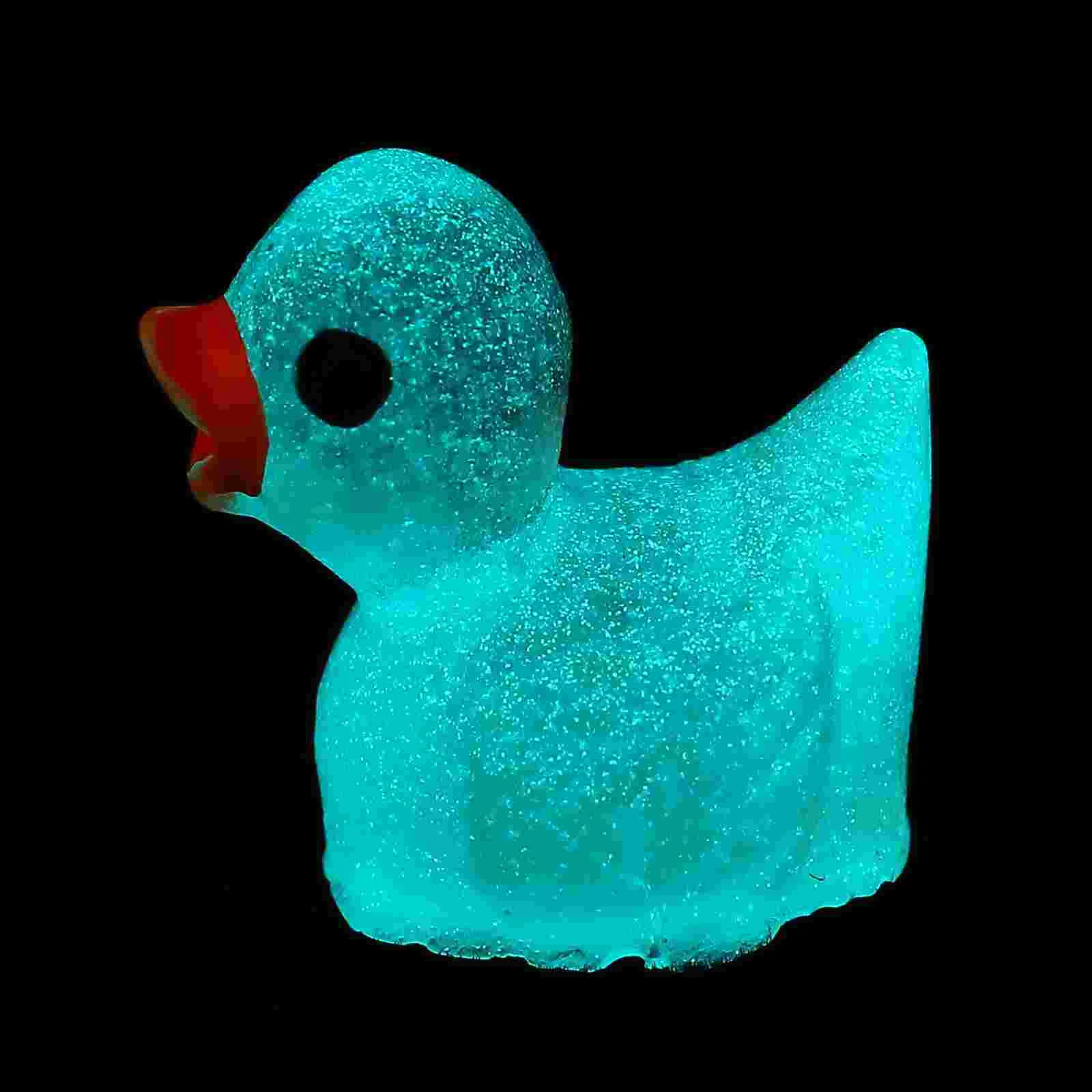 

100 Pcs Luminous Duck Ornament Mini Resin Tiny Ducks Little Car Decors Decorations Cartoon Miniature Figurines