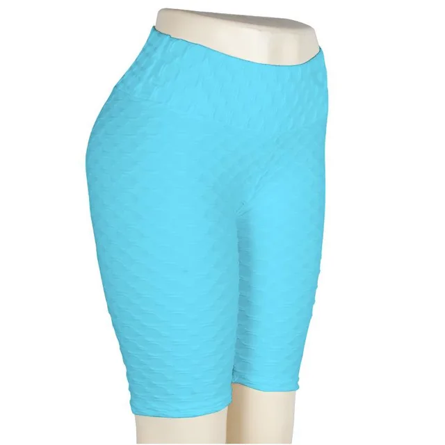 Hot new sexy fashion jacquard leggings yoga fitness sports five-point anti cellulite shorts for women Light Blue