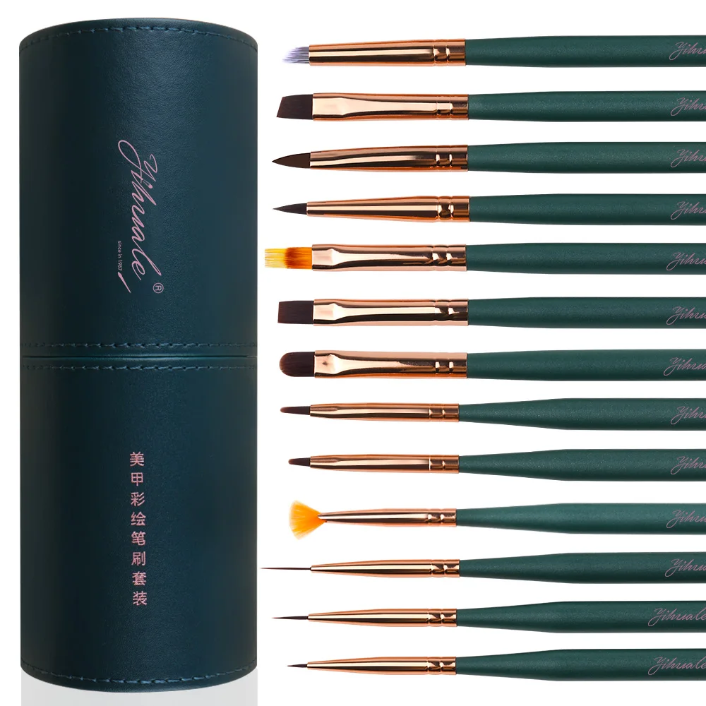 Eval 12pcs Nylon Hair Nail Brushes Nail Art Brush Set Nail Liner Brush