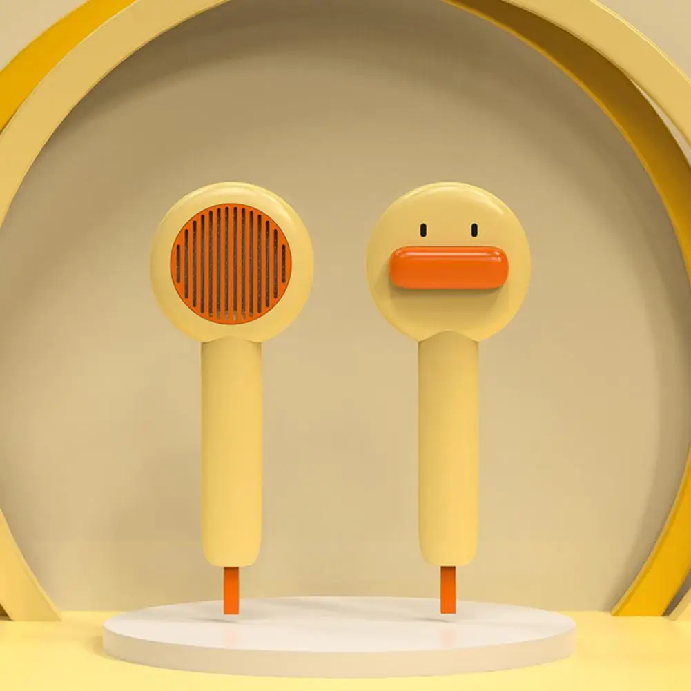

Hand Pressure Reducing Pet Comb Dog Comb Release Button Pet Combs Cartoon Duck Shape Massage Brushes for Cats Dogs for Hair