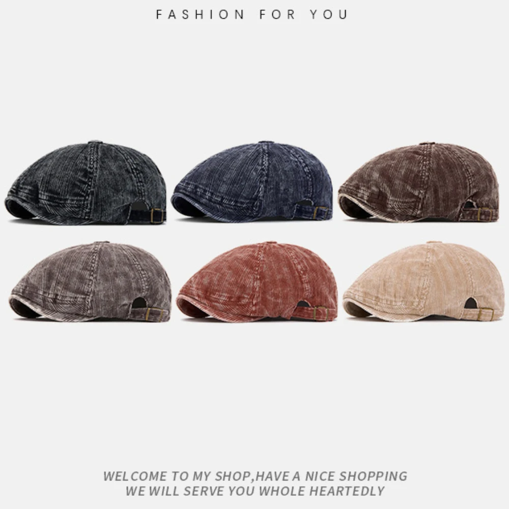 HT4974 Berets Neue Hohe Qualität Männer Frauen Herbst Winter Hut Maler Cord Baskenmütze Hut Männlich Weiblich Baskenmütze Kappe Achteckige Baskenmütze Kappen – Detail 1