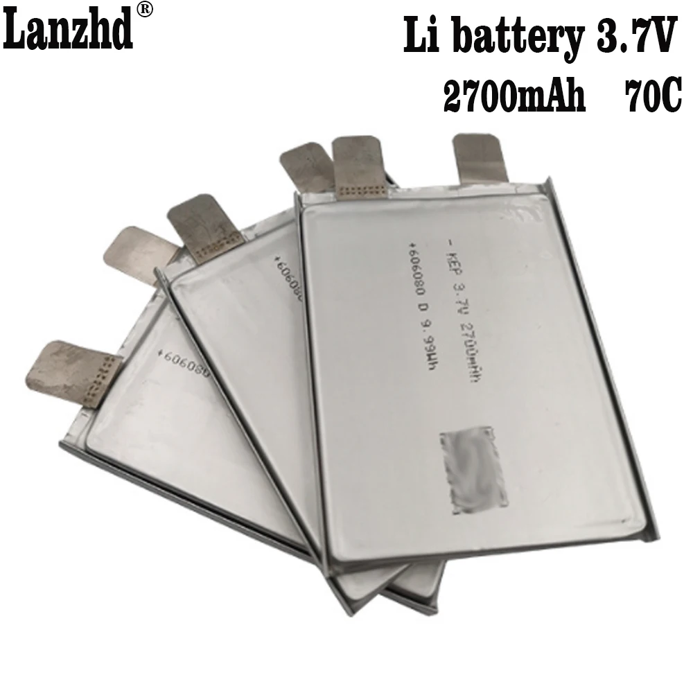 Li-polímero Bateria Célula para Carro Starter Faça Você Mesmo Drone rc Alta Descarga Acumulador Toy Modelo 110 Pcs Novo 606080 2700mah 70c 3.7v - Image 2