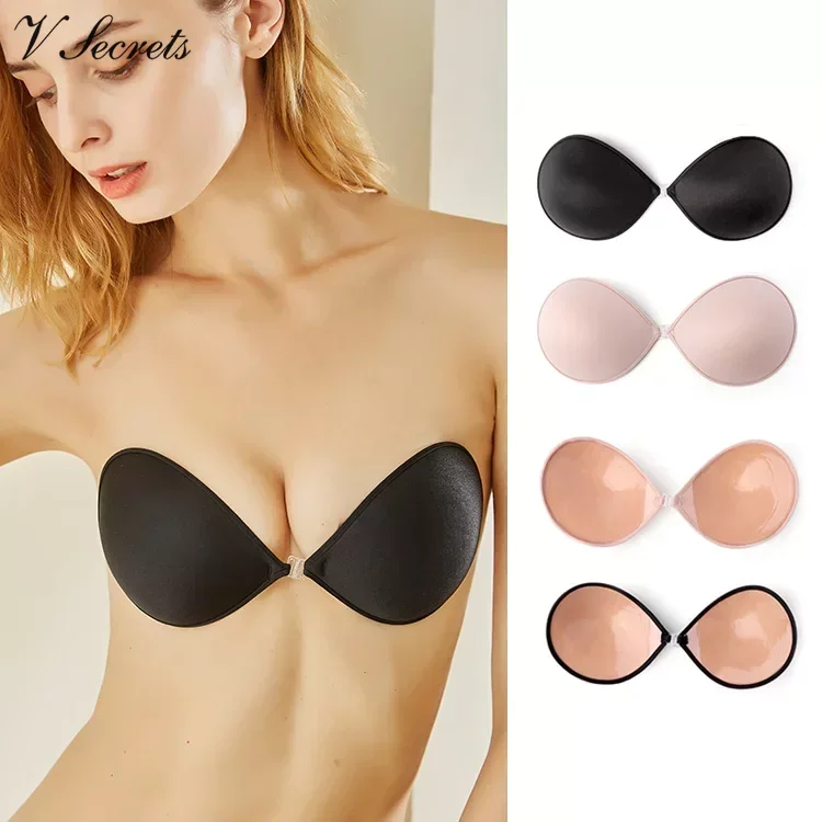 

Silicone Invisible Petals Sticky Bra Stickers Front Buckle Reusable Women Lift Nipple Cover Invisible Petal Adhesive Strapless