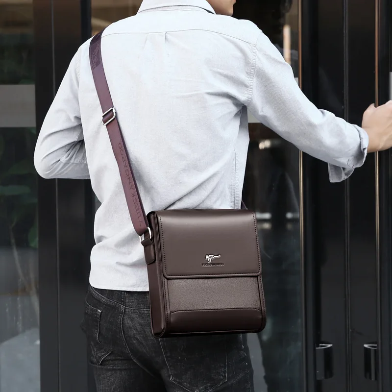 Business Leather Men's Shoulder Bag High Capacity Luxury Messenger Bag Vintage Waterproof Male Crossbody Ipad Bag