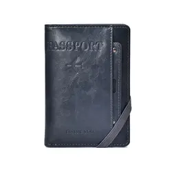 Premium RFID Blocking Leather Passport Holder and Travel Wallet (Dark - Gray)