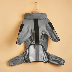 Waterproof Reflective Outdoor Dog Raincoat Jumpsuit with Hood - XXL (Silver Gray)