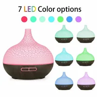 High Quality 400ml Aromatherapy Essential Oil Diffuser Wood Grain Remote Control Ultrasonic Air Humidifier with 7 Colors Light 2